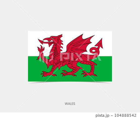Wales Rectangle flag icon with shadow. Wales Rectangle flag icon with shadow. 104888542