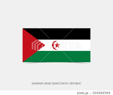 Sahrawi Rectangle flag icon with shadow. Sahrawi Rectangle flag icon with shadow. 104888569
