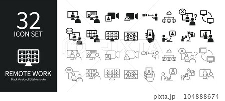 リモートワークに関連したアイコンセット 104888674