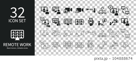 リモートワークに関連したアイコンセット 104888674
