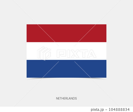 Netherlands Rectangle flag icon with shadow. Netherlands Rectangle flag icon with shadow. 104888834