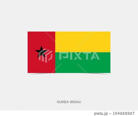 Guinea-Bissau Rectangle flag icon with shadow. Guinea-Bissau Rectangle flag icon with shadow. 104888987