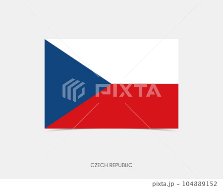 Czech Republic Rectangle flag icon with shadow. 104889152