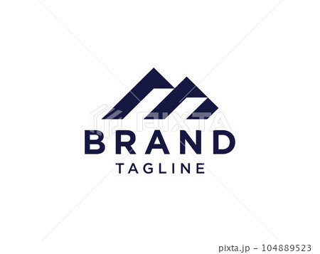 Abstract Mountain Logo. Black Geometric Shape Initial Letter M isolated on White Background. Usable for Business and Branding Logos. Flat Vector Logo Design Template Element. 104889523