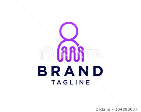 Connecting People Logo Line. Purple Outline Shapes Human Icon Linked Style isolated on White Background. Usable for Teamwork and Family Logos. Flat Vector Logo Design Template Element. 104890037