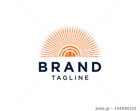 Abstract Sun Logo. Orange Hand Drawn Sun with Geometric Radial Rays of Sunburst isolated on White Background. Usable for Nature and Branding Logos. Flat Vector Logo Design Template Element. Abstract Sun Logo. Orange Hand Drawn Sun with Geometric Radial Rays of Sunburst isolated on White Background. Usable for Nature and Branding Logos. Flat Vector Logo Design Template Element. 104890105