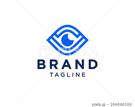 Abstract Vision Eye Logo. Blue Linear Geometric Infinity Camera Icon. Usable for Business and Technology Logos. Flat Vector Logo Design Template Element. 104890108