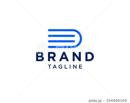 Book Logo Education Symbol. Geometric Linear Rounded Style Initial isolated on White Background. Flat Vector Logo Design Template Element 104890109