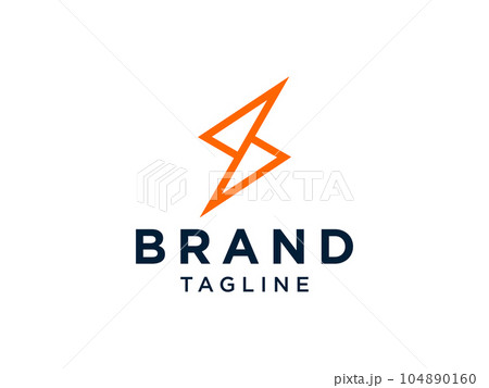 Flash Icon Initial Letter S Electricity Logo. Orange Geometric Shape Linear Style isolated on White Background. For Business and Technology Logos. Flat Vector Logo Design Template Element 104890160