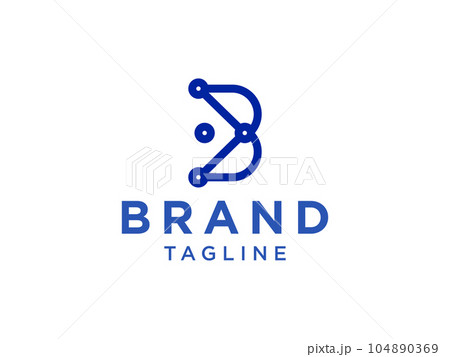 Initial Letter B Logo. Blue Square with Negative Space B Icon inside isolated on White Background. Flat Vector Logo Design Template Element 104890369
