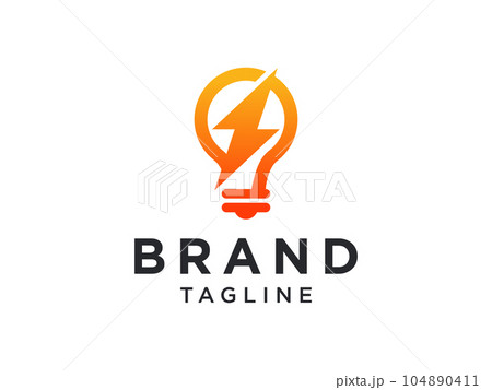 Electricity Logo. Rounded Line Icon with Negative Space Light Bulb inside. Usable for Business and Technology Logos. Flat Vector Logo Design Template Element. 104890411