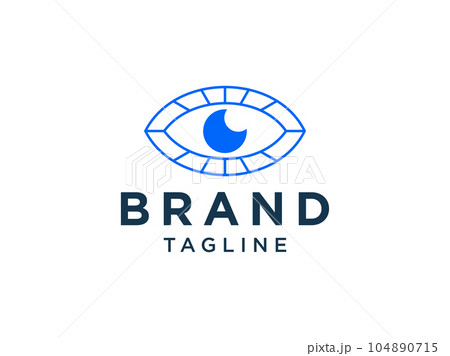 Abstract Eye Vision Logo. Blue Linear Geometric with Sunburst Rays isolated on White Background. Usable for Business and Technology Logos. Flat Vector Logo Design Template Element. 104890715