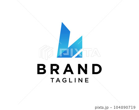 Abstract Initial Letter L Logo. Blue Letter Origami Style isolated on White Background. Usable for Branding Logos. Flat Vector Logo Design Template Element. 104890719