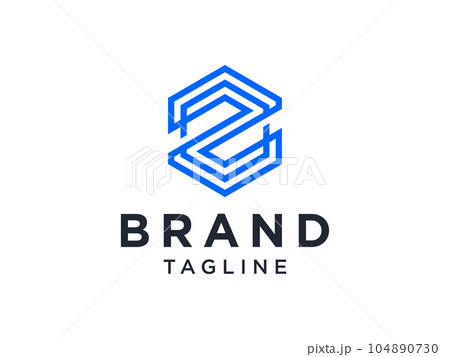 Abstract Initial Letter Z Logo. Blue Shape Combination with Negative Space Letter inside. Usable for Business and Technology Logos. Flat Vector Logo Design Template Element. 104890730
