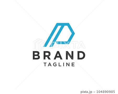 Abstract Initial Letter P Logo. Blue Shape with Line isolated on White Background. Usable for Business and Branding Logos. Flat Vector Logo Design Template Element. 104890985