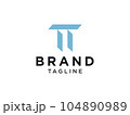 Abstract Initial Letter T Logo. Blue Geometric Shape Line Symbol Arrow Style isolated on White Background. Usable for Business and People Logos. Flat Vector Logo Design Template Element. 104890989