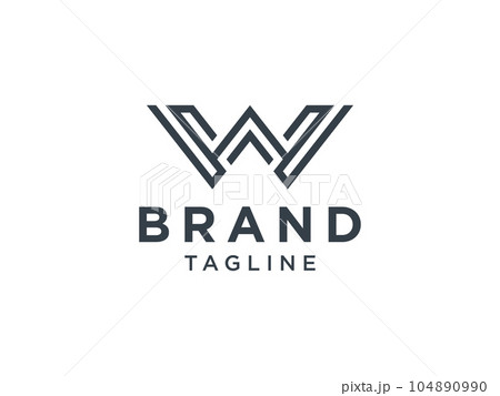 Abstract Initial Letter W Logo. Black Linear Symbol isolated on White Background. Usable for Business and Healthcare Logos. Flat Vector Logo Design Template Element. 104890990
