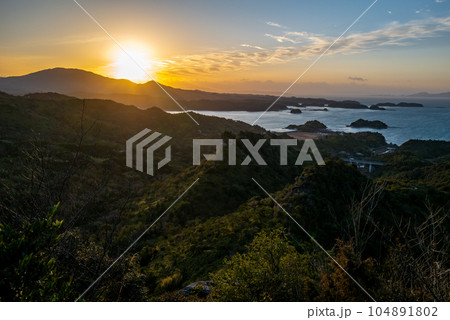 天草　千巌山展望所夕景 104891802