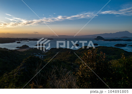 天草　千巌山展望所夕景 104891805
