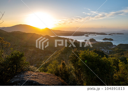 天草　千巌山展望所夕景 104891813