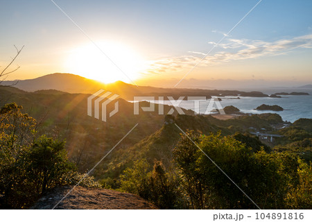 天草　千巌山展望所夕景 104891816