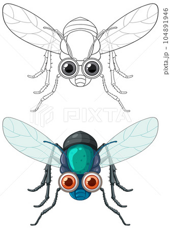 Happy fly cartoon character doodle 104891946