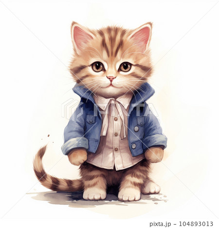 上着を羽織った子猫 104893013