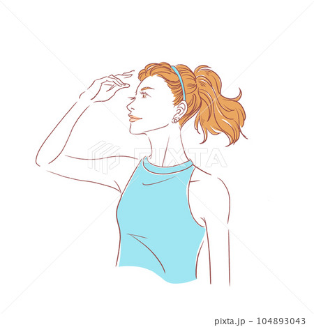 日差しを受ける女性 104893043