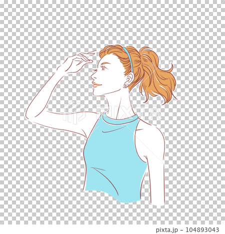 日差しを受ける女性 104893043