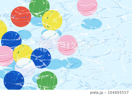 水に浮かぶ涼しげな水風船（水ヨーヨー）のイラスト 104893557