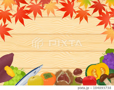 紅葉と秋の味覚のフレーム背景 紅葉と秋の味覚のフレーム背景 104893738