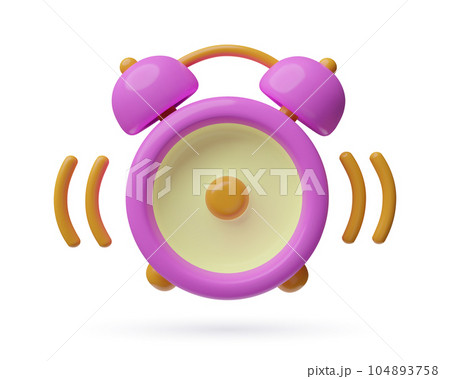 3d purple Alarm Clock icon glossy plastic cartoon three dimensional vector element isolated on white 104893758