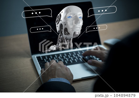 Chat Robot is an artificial intelligence.AI improves conversations and customer service in business and develops information programs.Futuristic technology transformation. Chat Robot is an artificial intelligence.AI improves conversations and customer service in business and develops information programs.Futuristic technology transformation. 104894879