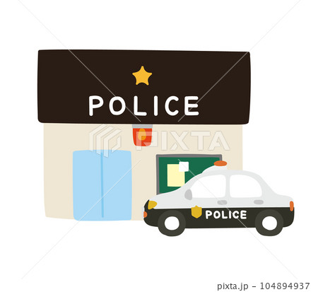 警察署とパトカーのベクターイラスト 104894937