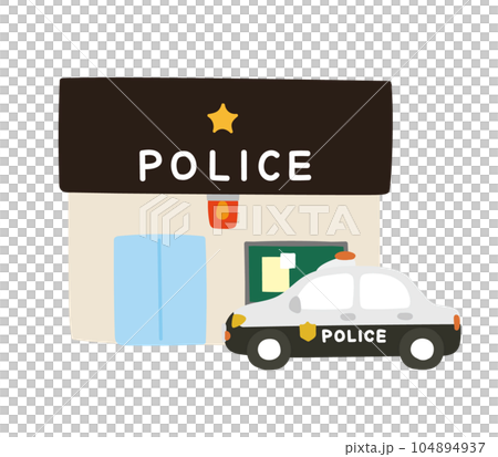警察署とパトカーのベクターイラスト 104894937
