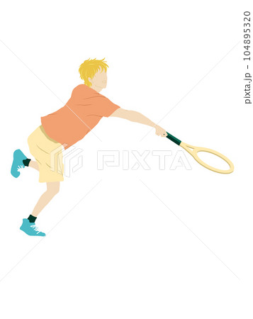 テニスをする男性のイラスト テニスをする男性のイラスト 104895320