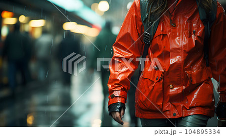 雨に濡れて歩く人 104895334