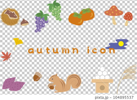 秋のアイコンセット（フラット） 104895537
