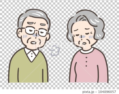 一對老夫婦感到煩惱、疲倦和嘆息 一對老夫婦感到煩惱、疲倦和嘆息 104896057