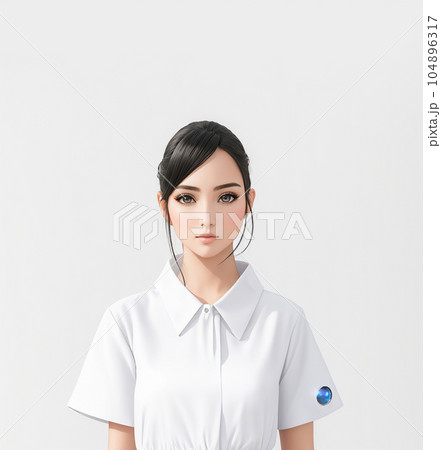 白バック若い看護師イラスト　AI生成画像 104896317