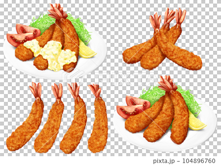 Fried shrimp Tartar sauce Shredded cabbage Tomato Fried shrimp Tartar sauce Shredded cabbage Tomato 104896760