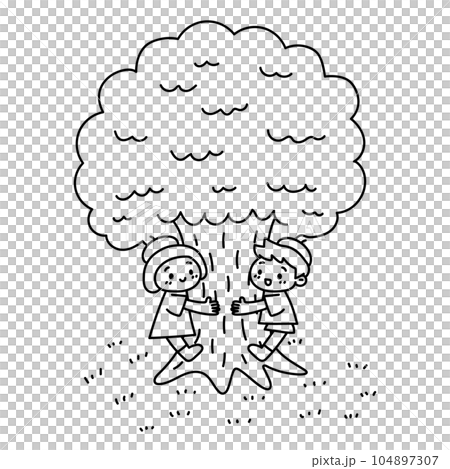 こどもと自然・線画 こどもと自然・線画 104897307