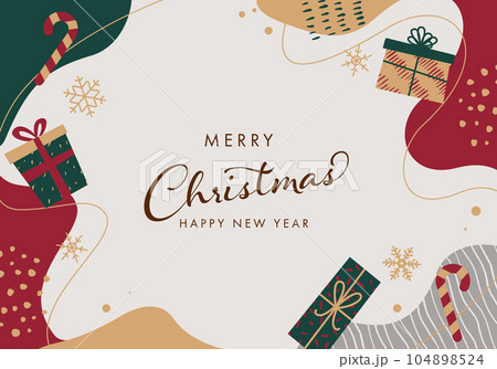 幾何学模様の抽象的なクリスマスカードのベクターイラスト背景 104898524