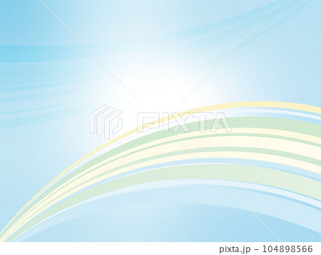 カラフルな虹イメージのウェーブが架かる抽象空間背景_水色 104898566