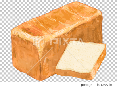 リアルな角型食パン一斤とスライス1枚の俯瞰イラスト 104899161