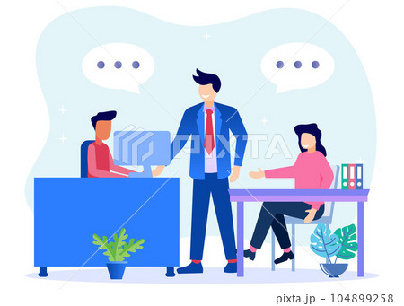 Illustration vector graphic cartoon character of business discussion Illustration vector graphic cartoon character of business discussion 104899258