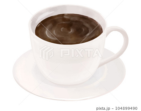 リアルなホットコーヒーの俯瞰イラスト 104899490