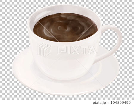 リアルなホットコーヒーの俯瞰イラスト 104899490