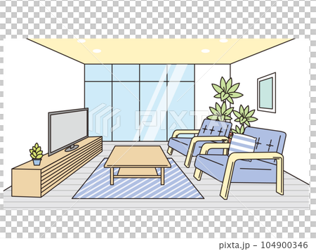 シンプルでおしゃれなリビングルームのベクターイラスト シンプルでおしゃれなリビングルームのベクターイラスト 104900346