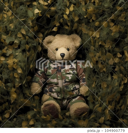Teddy bear in camouflage Teddy bear in camouflage 104900779
